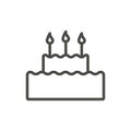 Cake icon vector. Line birthday cake symbol.
