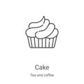 cake icon vector from tea and coffee collection. Thin line cake outline icon vector illustration. Linear symbol for use on web and Royalty Free Stock Photo