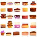 Cake icons set, cartoon style Royalty Free Stock Photo