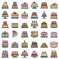 Cake icons set vector flat