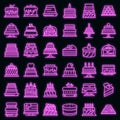 Cake icons set vector neon Royalty Free Stock Photo