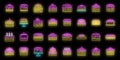 Cake icons set vector neon Royalty Free Stock Photo