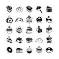 Cake icons sweet cupcake homemade vector image