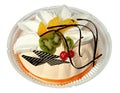 Cake isolated on white background. Cake With Chocolate, Fruit And Cream. Royalty Free Stock Photo