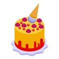 Cake kids party icon isometric vector. Birthday happy