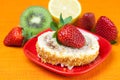 Cake,kiwi,lemon and strawberries Royalty Free Stock Photo