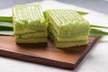 The cake is a layer of Pandan custard. Thai dessert Royalty Free Stock Photo