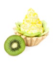 Cake with lemon cream and kiwi Royalty Free Stock Photo