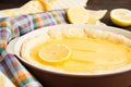 Cake with lemon curd ready for backing Royalty Free Stock Photo