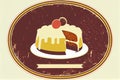 Cake logo, kitschy vintage retro simple style, with copy space