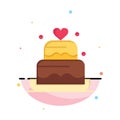 Cake, Love, Heart, Wedding Abstract Flat Color Icon Template