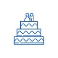 Cake for lovers line icon concept. Cake for lovers flat  vector symbol, sign, outline illustration. Royalty Free Stock Photo