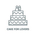 Cake for lovers vector line icon, linear concept, outline sign, symbol Royalty Free Stock Photo