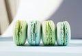 Cake macaron or macaroon from above, colorful almond cookies, pastel colors