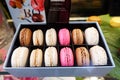 Cake macaron or macaroon on the Paris store