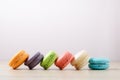 Cake macaron or macaroons on pastel background with copy space, Sweet dessert