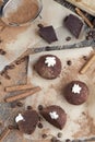 cake made of biscuit crumbs with butter cream with cocoa and sugar Royalty Free Stock Photo