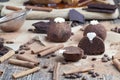 cake made of biscuit crumbs with butter cream with cocoa and sugar Royalty Free Stock Photo