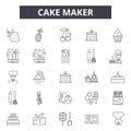 Cake maker line icons, signs, vector set, outline illustration concept