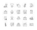 Cake maker line icons, signs, vector set, outline illustration concept