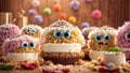 Cake monster with eyes dessert food party home adorable birthday homemade funny fluffy