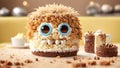 Cake monster sugar eyes dessert food delicious celebrate cream home tradition cartoon food tasty cute creative