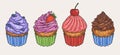 Cake muffin stickers set colorful