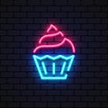 Cake neon icon on light background. Vector illustration