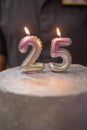 cake with a number twenty-five on top.Birthday, anniversary. Royalty Free Stock Photo