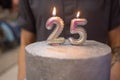 cake with a number twenty-five on top.Birthday, anniversary. Royalty Free Stock Photo