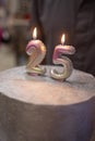 cake with a number twenty-five on top.Birthday, anniversary. Royalty Free Stock Photo