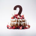 Cake Number Two With Cream And Fruits - Mikko Lagerstedt Style Royalty Free Stock Photo
