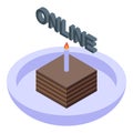 Cake online party icon, isometric style Royalty Free Stock Photo