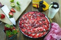 Home made Strawberry Oreo ice cream cake Royalty Free Stock Photo