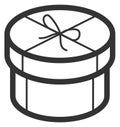 Cake package. Round gift box. Present icon