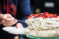 Cake Pavlova with cream and fresh fruits Royalty Free Stock Photo