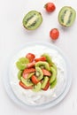 Cake Pavlova with kiwi and strawberry Royalty Free Stock Photo