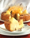 Cake with pears with spun sugar strands