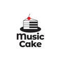 Cake with piano music logo design vector graphic symbol icon sign illustration creative idea