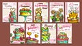 Cake Pie Delicious Collection Posters Set Vector