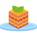 Cake piece on plate icon dessert pie slice vector