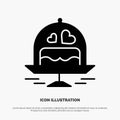 Cake, Plate, Wedding, Love solid Glyph Icon vector Royalty Free Stock Photo