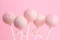 cake pops over pink background, concept of Valentines day