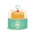 Cake in portable storage container vector icon