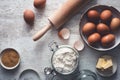 Cake Preparation with Eggs, Flour, Sugar, Butter