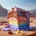 a cake with a rainbow layer