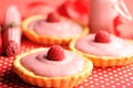 Cake with raspberry yogurt dessert Royalty Free Stock Photo