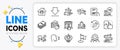 Cake, Recovery tool and Petrol station line icons. For web app. Vector