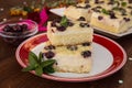 Cake with ricotta, white chocolate and sour cherries Royalty Free Stock Photo