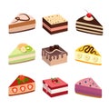 Cake set design collection. Delicious dessert